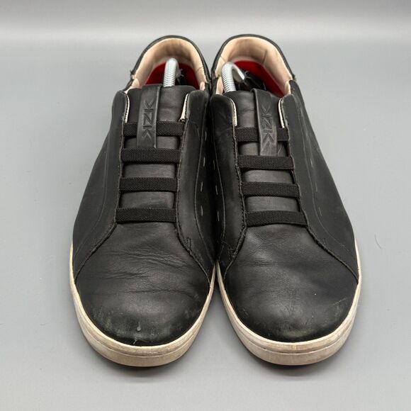 Kizik Las Vegas Men 11 Black Leather Hands-Free Athletic Sneaker Slip-On Low Top